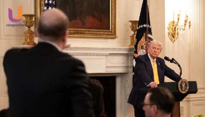POTRET. Presiden Amerika Serikat, Donald Trump di Gedung Putih, Washington, Amerika Serikat, Februari 2025. (Dok. Istimewa/Rangkuman.net) 