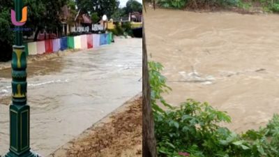 POTRET. Keadaan sungai Kebonagung hampir meluap, setelah hujan lebat berjam-jam, (Dok. Ury/Rangkuman.net) 