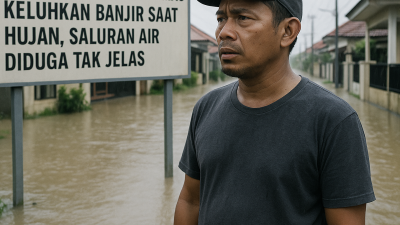 ILUSTRASI. Salah satu warga RT 09 Kebonagong, Sumenep, mengeluhkan saluran drainase di Perumahan Griya Bukit Mas. (Dok. Istimewa/Rangkuman.net) 