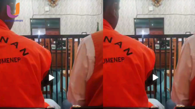 POTRET. Tersangka AF, saat menjalani sidang ke tiga, di pengadilan Sumenep pada Kamis 21 Agustus 2025 (dok. Istimewa/Rangkuman.net)