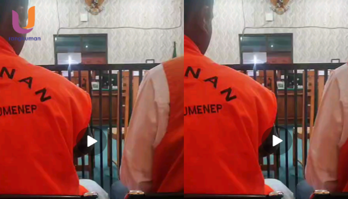 POTRET. Tersangka AF, saat menjalani sidang ke tiga, di pengadilan Sumenep pada Kamis 21 Agustus 2025 (dok. Istimewa/Rangkuman.net)